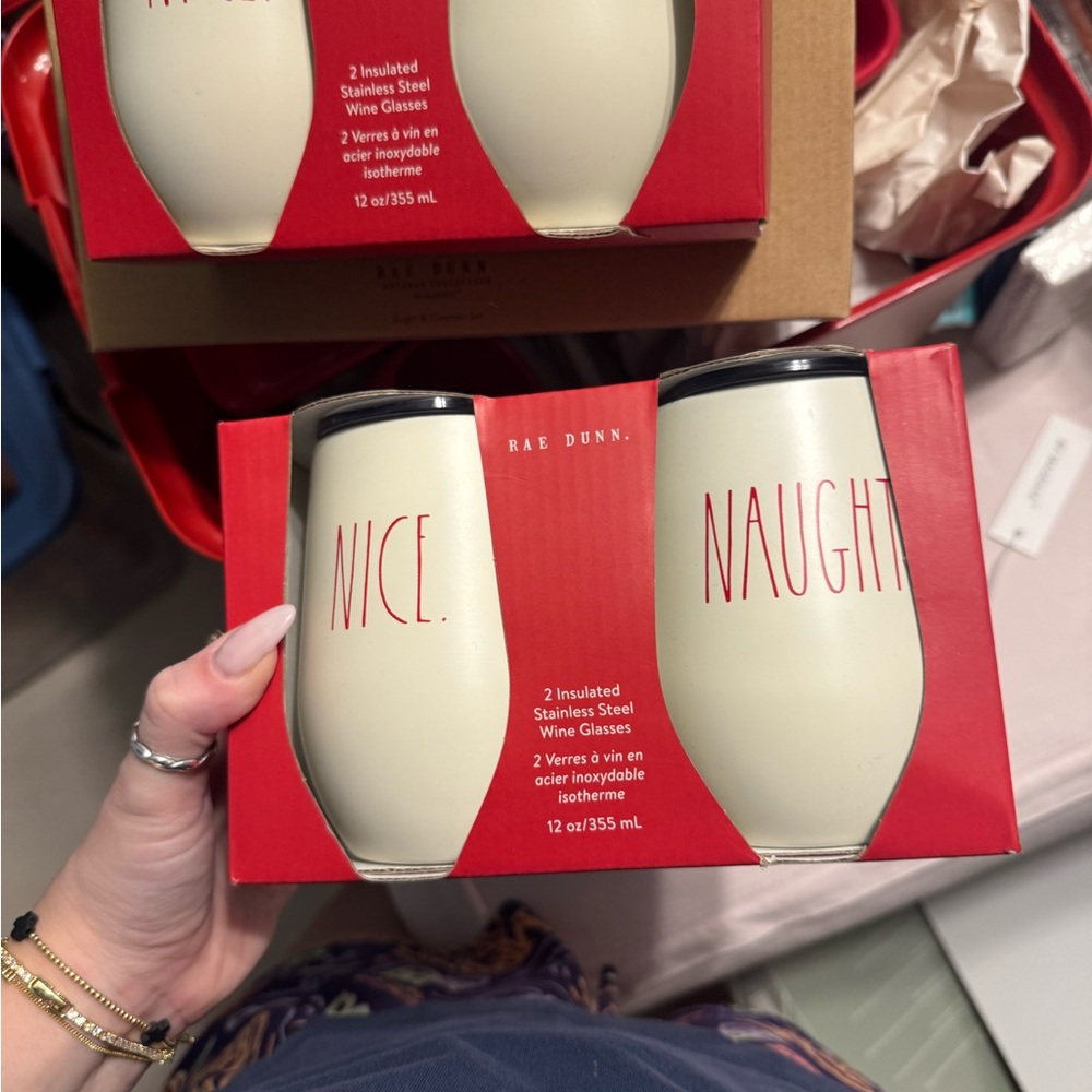 Rae Dunn Red and White tumblers